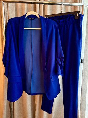 Shein Royal Blue Blazer and Pants Set- Medium